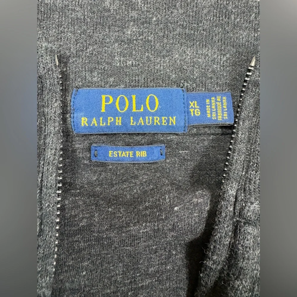 Polo Ralph Lauren Mens Estate Rib Pullover Sweater Size XLTG Zip Gray Tall Prep